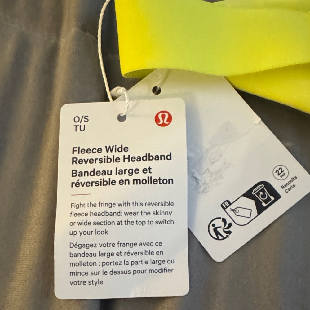 Lululemon Yellow Wide Reversible Wide Fleece Headband NWT - Picture 5 of 7
